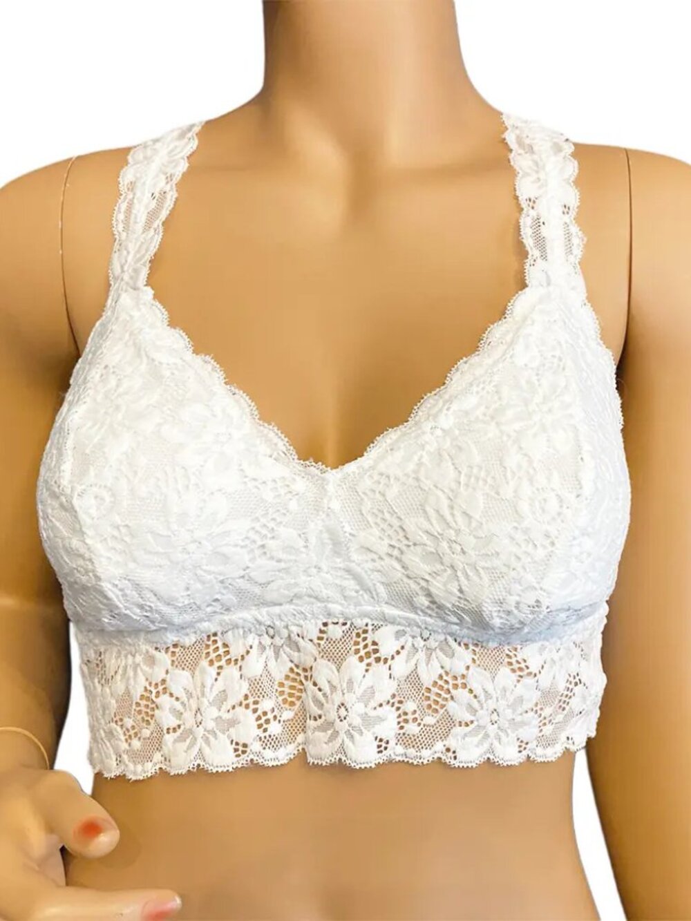 Jenni by Jennifer Moore White Medium Lace Racerback Bralette